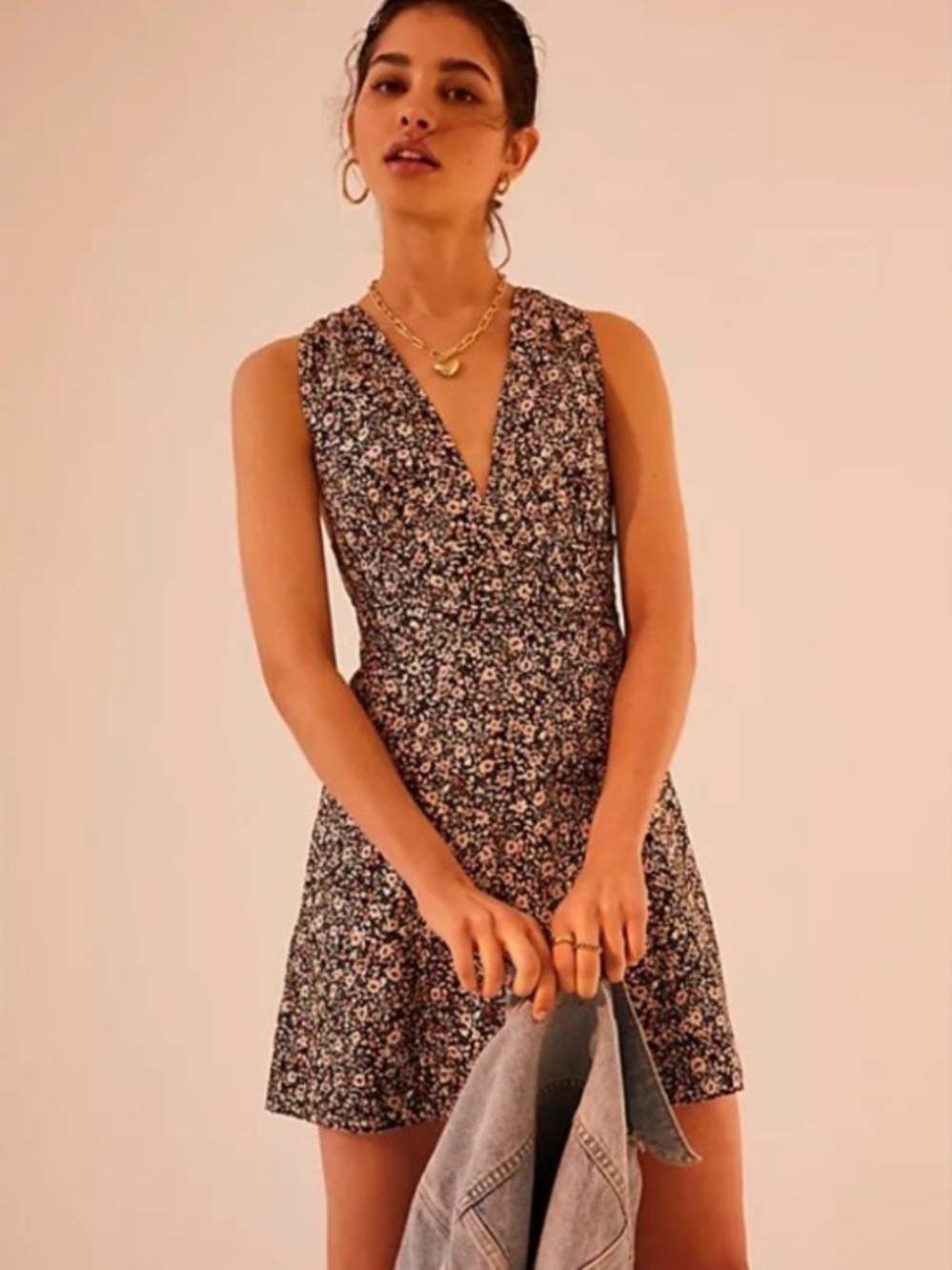 Free People Denim Convertible Halter Dress